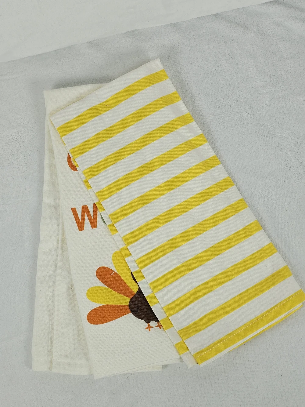 Gobble Till You Wobble Thanksgiving Kitchen Towel - Yellow & Multicolor